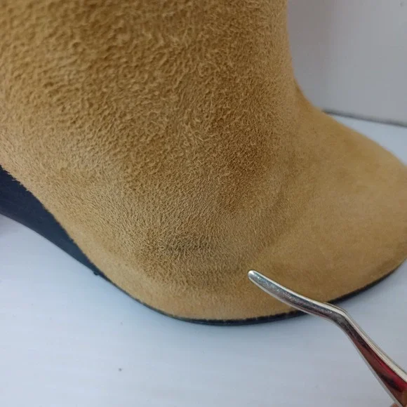 Givenchy Suede Chelsea Ankle Boots Tan Block Heel Resoled No Size Tag Measure 38 - Picture 9 of 15